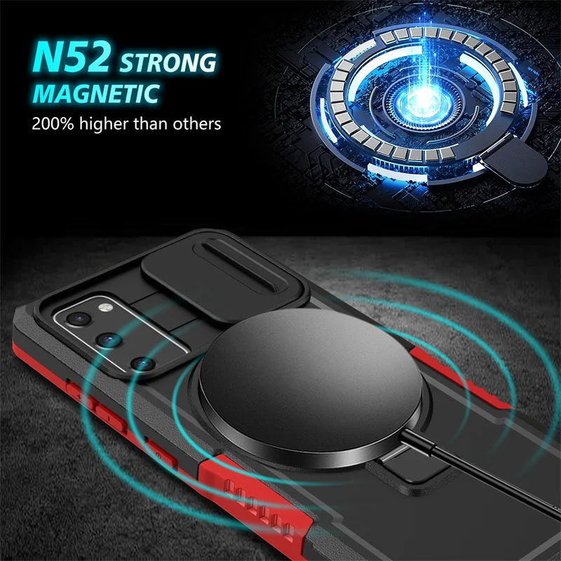 Shockproof Armor Case with Magsafe Wireless Charging and Magnetic Ring Holder