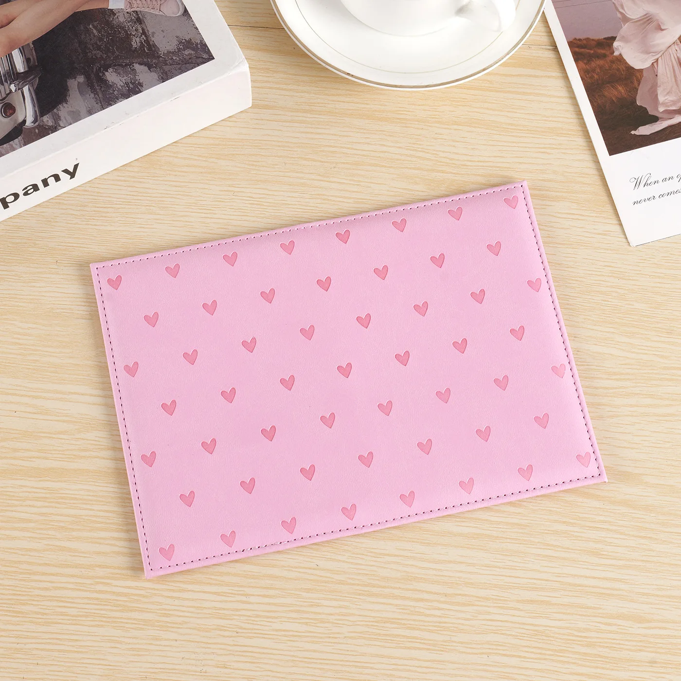 Adorable Heart-Embossed Kawaii Passport Holder - Sleek PU Leather Travel Wallet & Document Protector