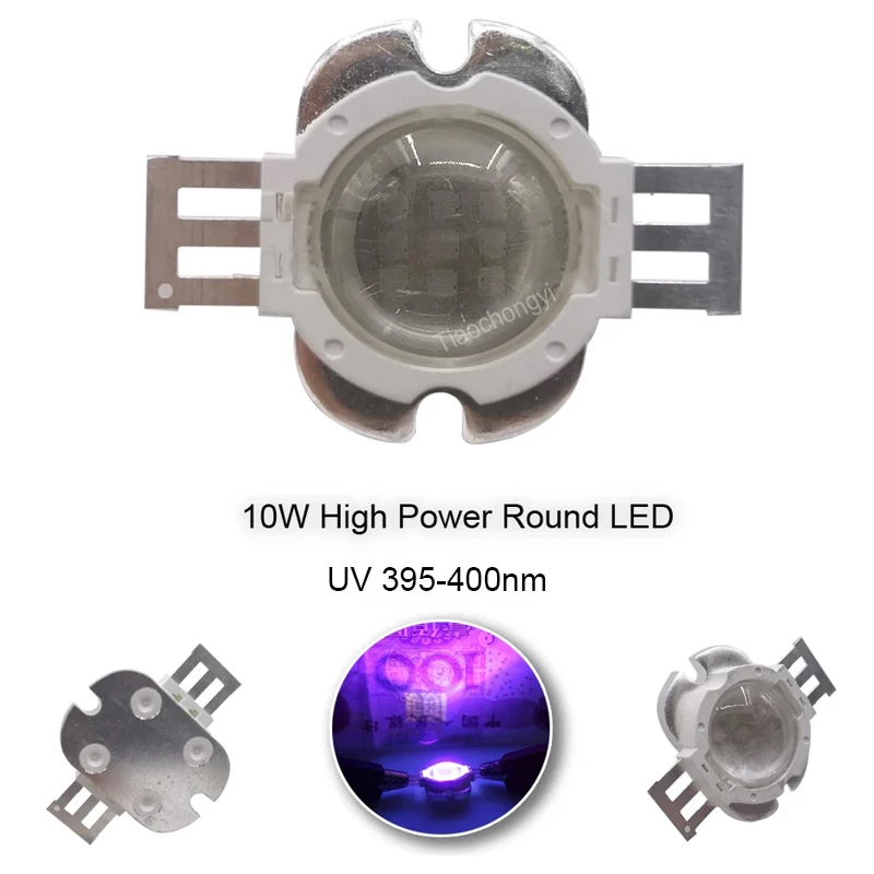 10W UV 395nm Round LED 395-400nm 12V High Power LED 90 Angle Lens DC10-12V 1A 45mil chip Diode For LED Spotlight Floodlight