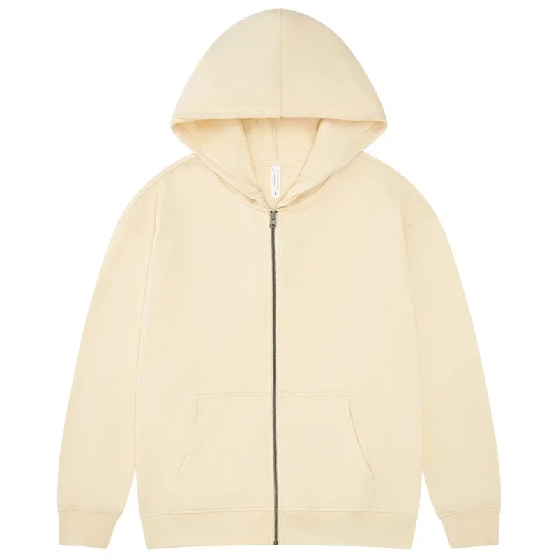 Men's New American Autumn and Winter Cotton Hooded Sweater YKK Zipper Cardigan Heavy Sweater Couple Casual Jacket