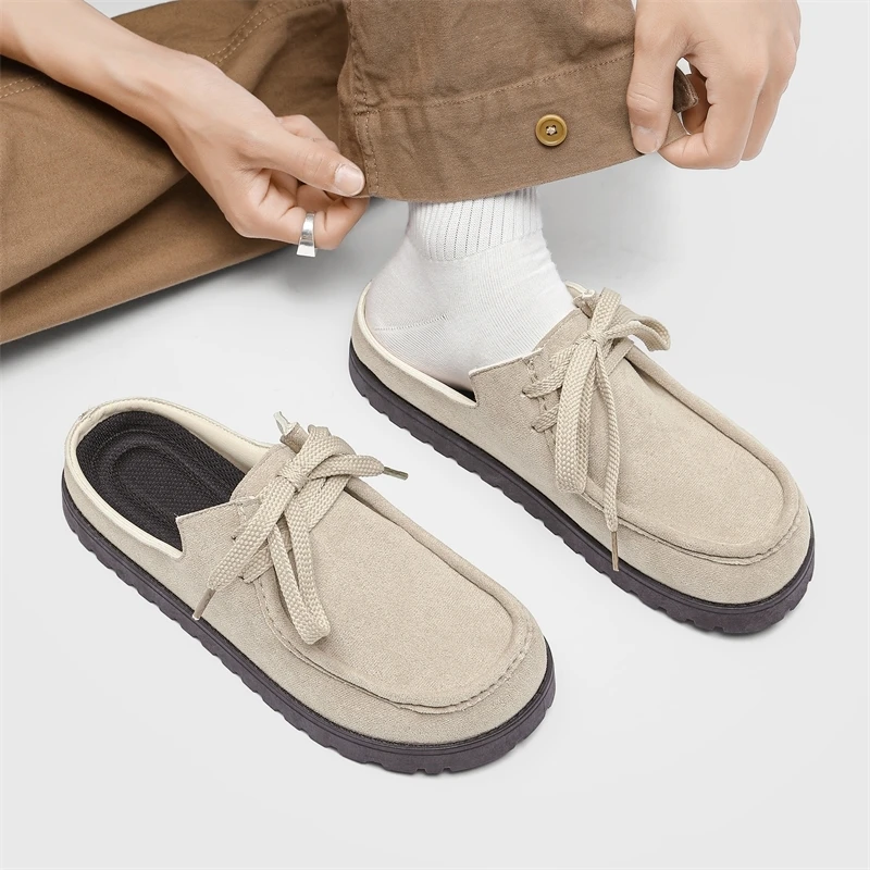 Modische Herren-Halbslipper aus Wildleder, Freizeitschuhe in 4 Farben, Atmungsaktive Leichte Wanderschuhe, Bequeme Loafer, Slipper – Detail 21