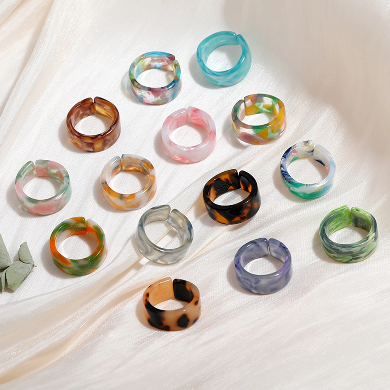 Multicolor Resin Unadjustable Rings Women Girls Travel Ring Summer Circle Rings Party Engagement Wedding Jewelry Gifts 20mm,1PC