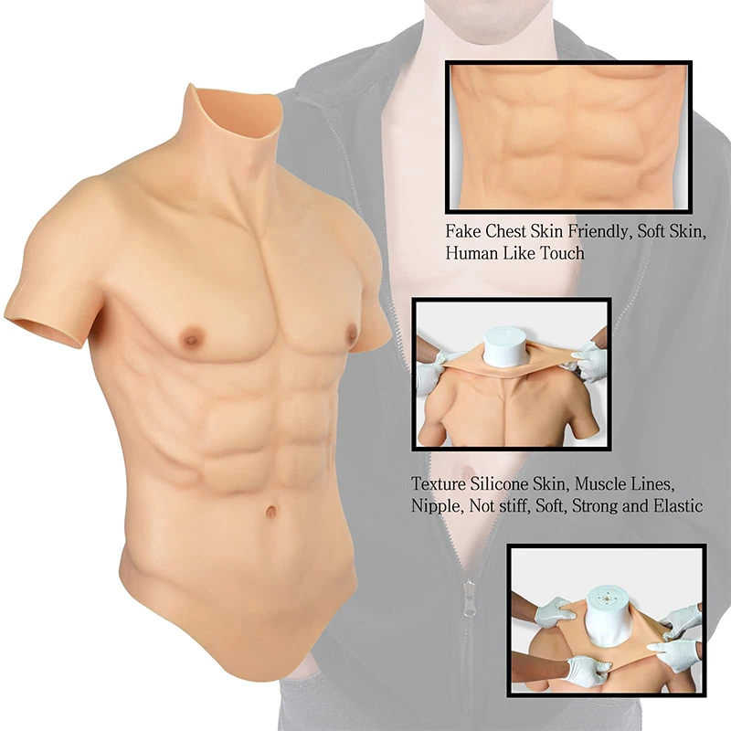 SUAISKR Realistic Silicone Muscle Chest Vest for Men