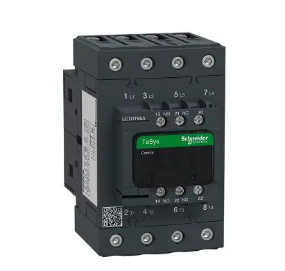 

LC1DT60AE7 LC1-DT60AE7 Contactor, TeSys Deca, 4P(4 NO), AC-1, 0 to 440V, 60A, 48VAC 50/60Hz coil