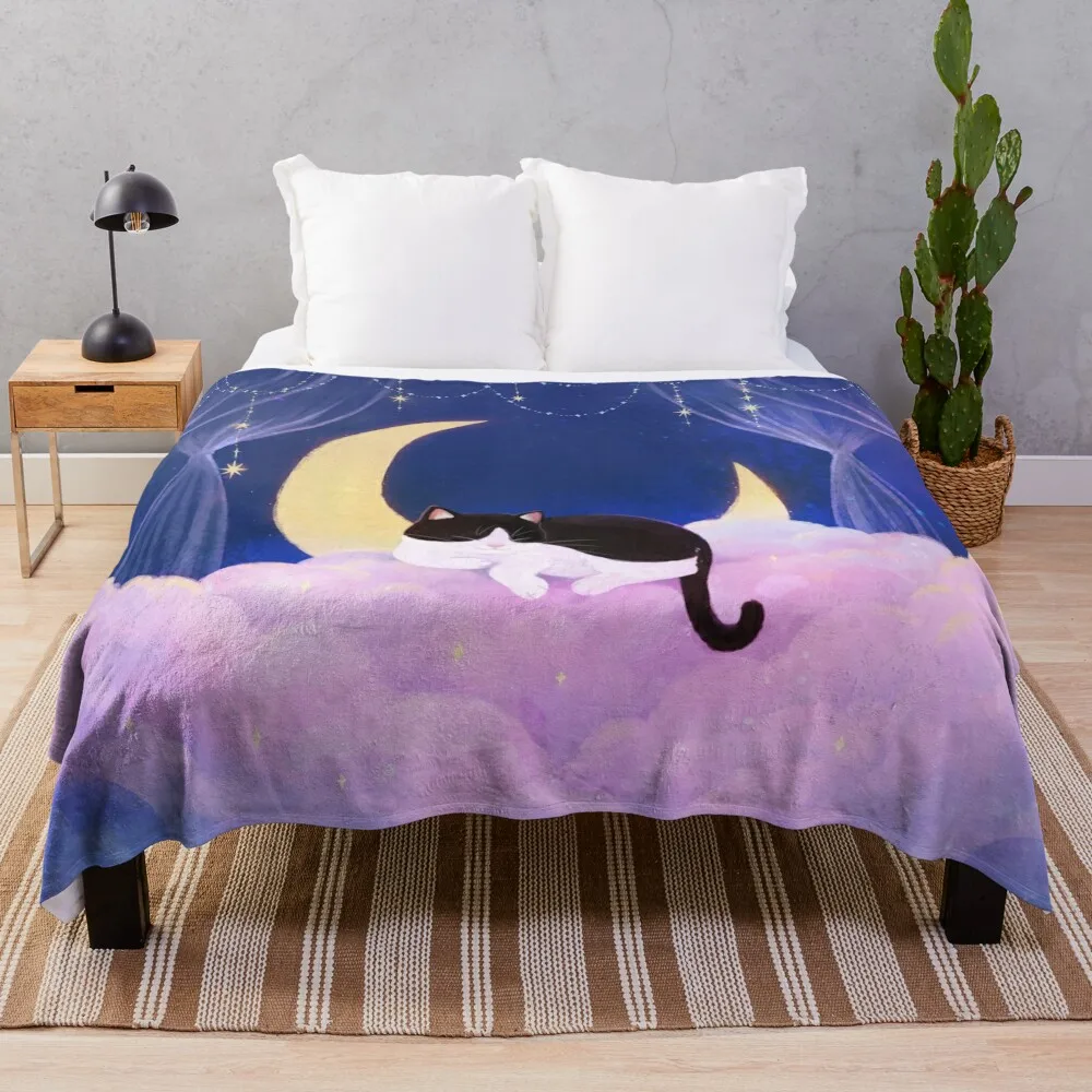 

Tuxedo Cat on Pink Clouds Throw Blanket Heavy blankets and throws Blankets