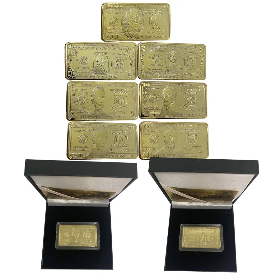 

Gold Plated Bullion Beauty Bar United States Of America 100 dollar Gold Clad Buffalo ingot USD 50 20 10 Souvenir Gifts