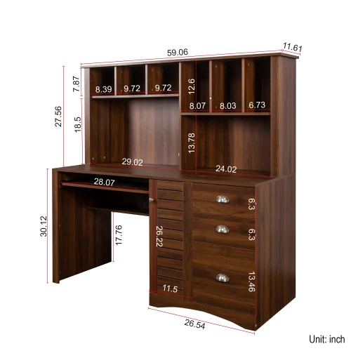 Home Office Computer Desk with Hutch 5