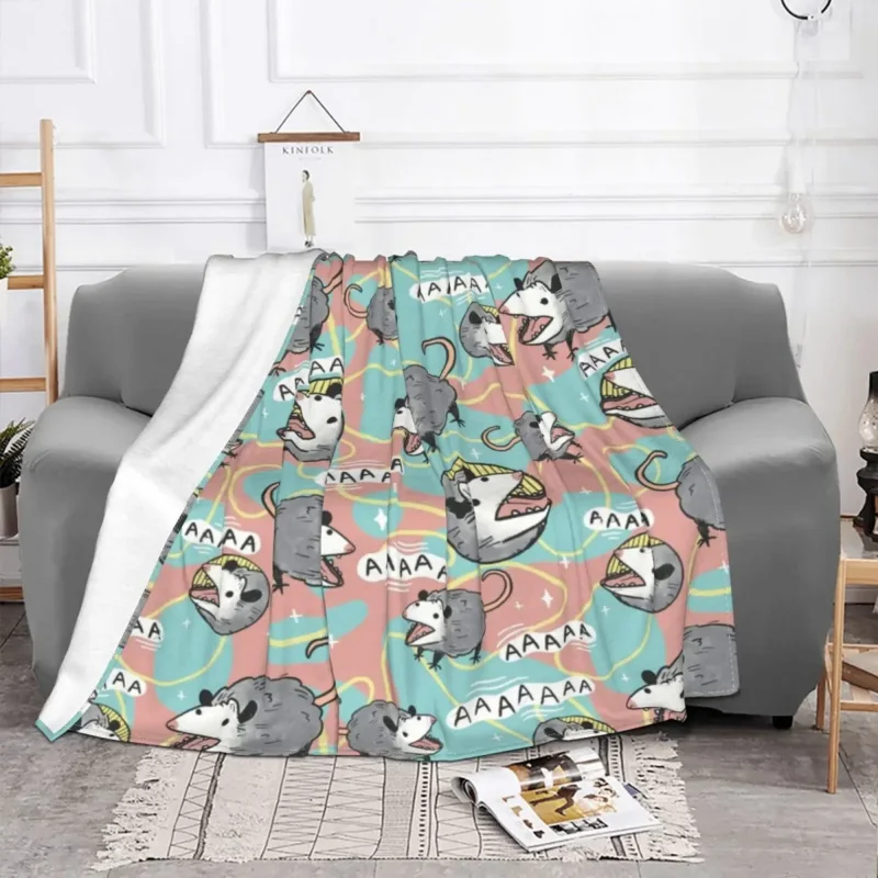 

Opossum Screm Blanket Fleece All Season Multifunction Lightweight Thin Throw Blanket for Bedding Travel Bedding Throws