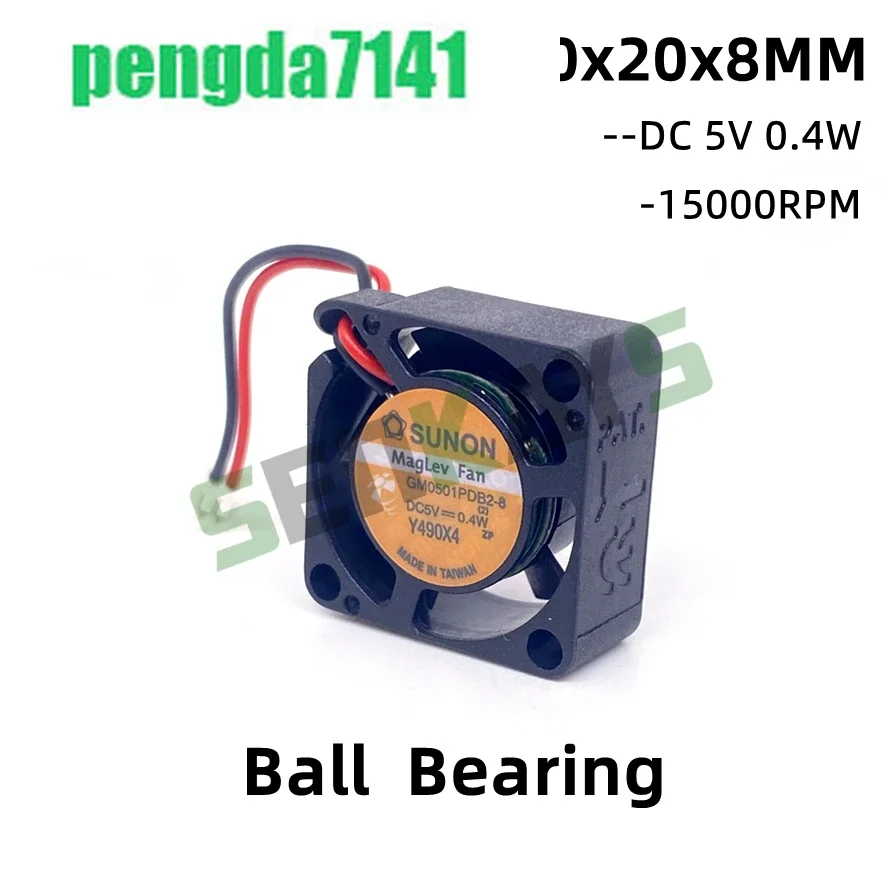 

15000RPM Sunon 2008 5V 0.4W 20*20*8MM 2CM 20MM Small Cooling Fan Ball Bearing Ultrathin Fan GM0501PDB2-8 2wire