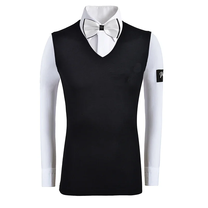 

Men's Ballroom Latin Dance Tops Stretch Black Vest Autumn Winter Warm Up Dancing Clothes Adult Male Latin Ptactice Wear DNV15858