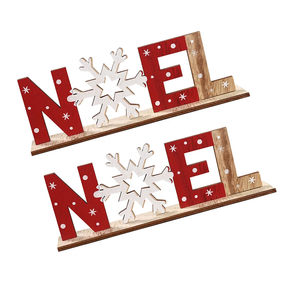 

2pcs Christmas Noel Wood Sign Christmas Snowflake Pattern Wood Adornment Decorative Desktop Ornament Xmas Party Supplies