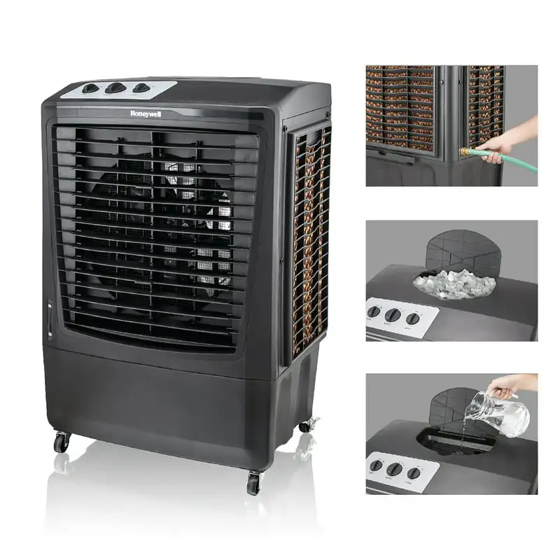 

CFM Outdoor Portable Evaporative Cooler & Fan with 36-Ft. Air Throw for Large Outdoor Spaces, Black Mini fan Small fan Mini fan