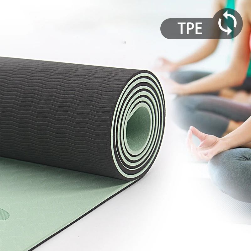 Tapis de yoga, Antidérapant, 181x61x0.6 cm, Flexible, TPE, Lavable, Écologique, Noir, EY-01