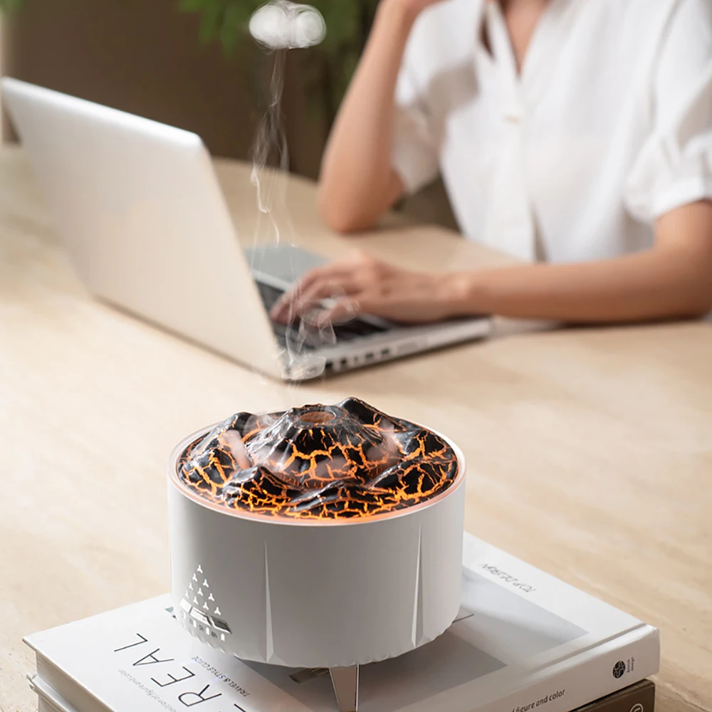

New Noise Humidifier Simulated Valcano Flame Aromatherapy Machine Wireless Bluetooth Audio Air Humidifier Essential Oil Diffuser