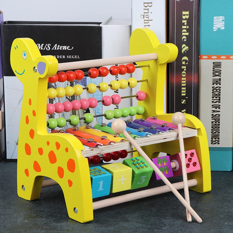 Deer Wooden Rack Baby Music Perception Harp Xylophone Toys Early