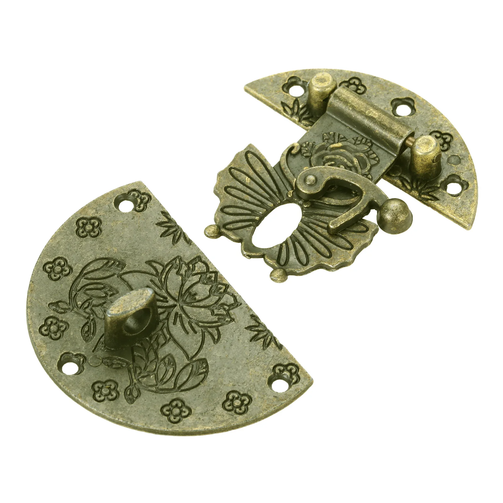 dophee 1 set Butterfly Case Hasp Hardware Accessories Lock Set Jewelry Box Furniture Locking Latch Hinges Wooden 58MM
