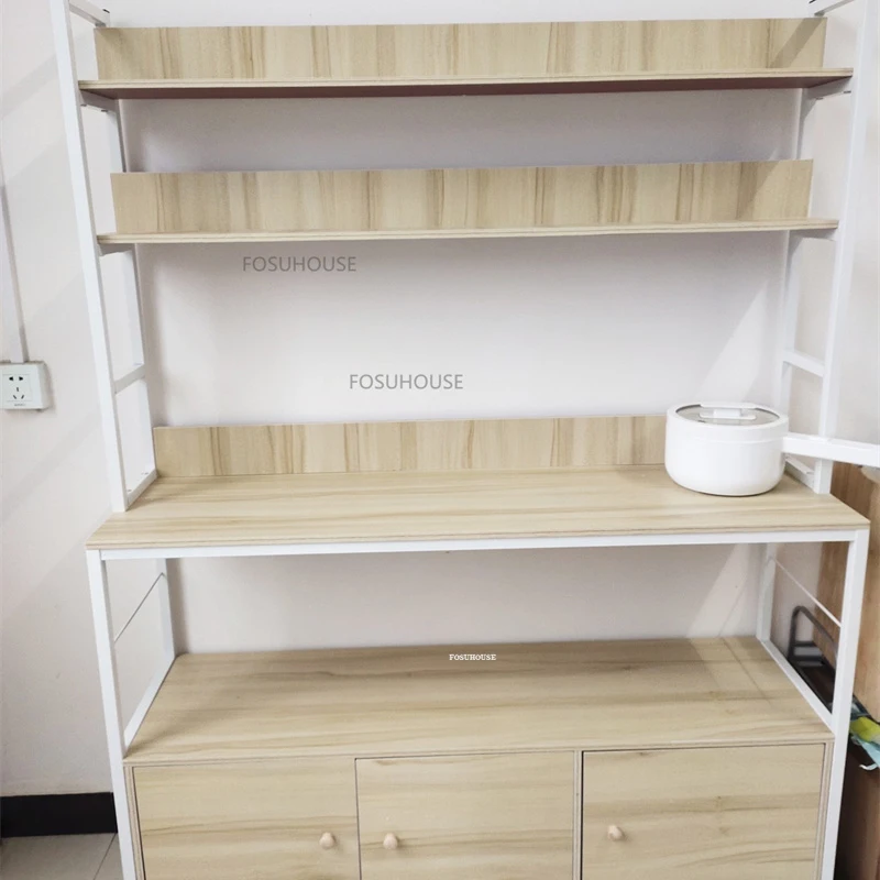 Nordic Wood Based Panel Kitchen Cabinets For Home Furniture Cabinets Multilayer Household Simple Creative Kitchen Storage Rack 3