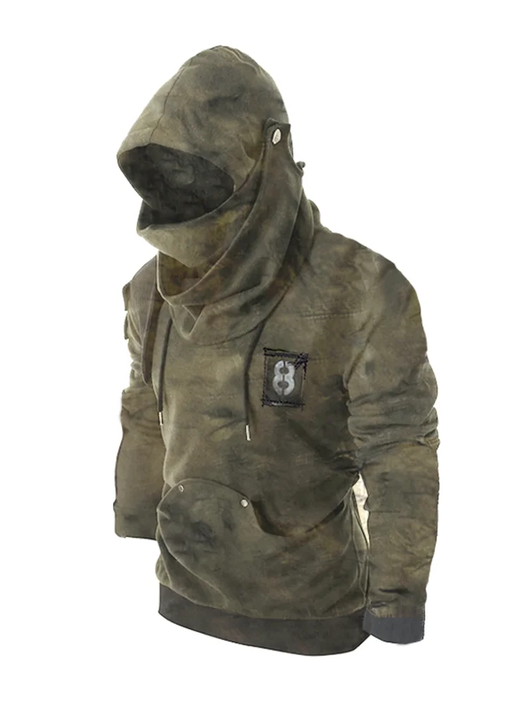 Sweaters for Men Rivet Long Sleeve Graphic Drawstring Hoodie for Men With Pocket ropa hombre Men Clothing