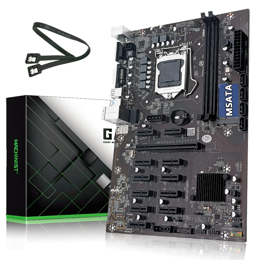 Материнская плата B250 BTC для майнинга LGA 1151 ЦП DDR4 ОЗУ PCIe X1 PCI-E X16 mSATA USB 3 0 VGA