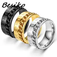 Besiko New Anti Stress Anxiety Ring Figet Spinner Stainless Steel Rings For Men Women Retro Norse Viking Runes Rotatable Ring 1