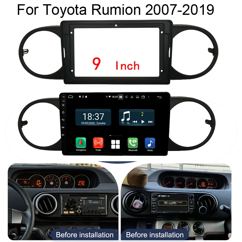 

9" Big Screen Car 2Din Audio Face Plate Fascia Frame For Toyota Rumion 07-19 car Radio Stereo Panel Dash Mount Refitting Kit