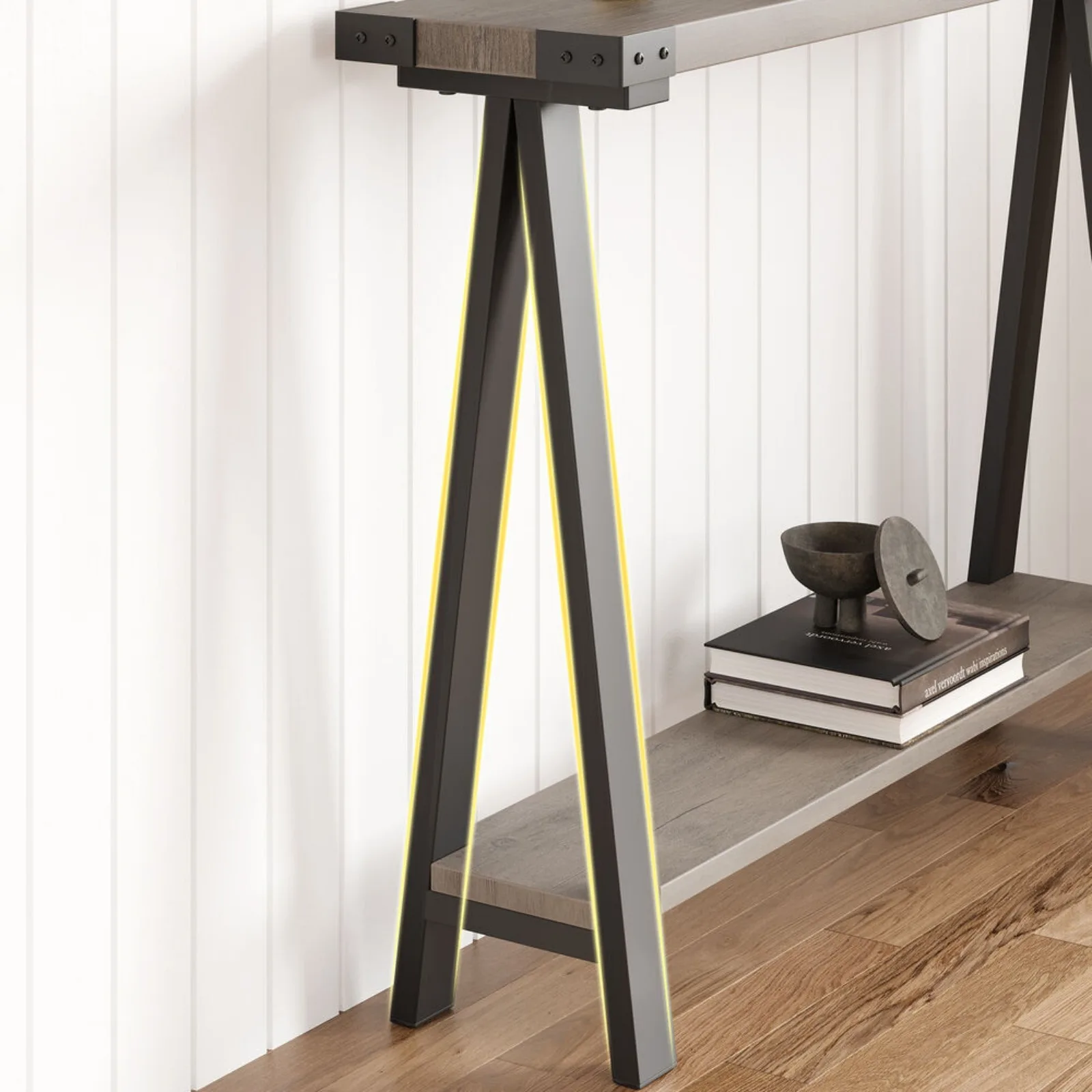 US 2-Tier Narrow Sofa Console Table w/Shelf Slim Behind Couch Home Entryway Hallway