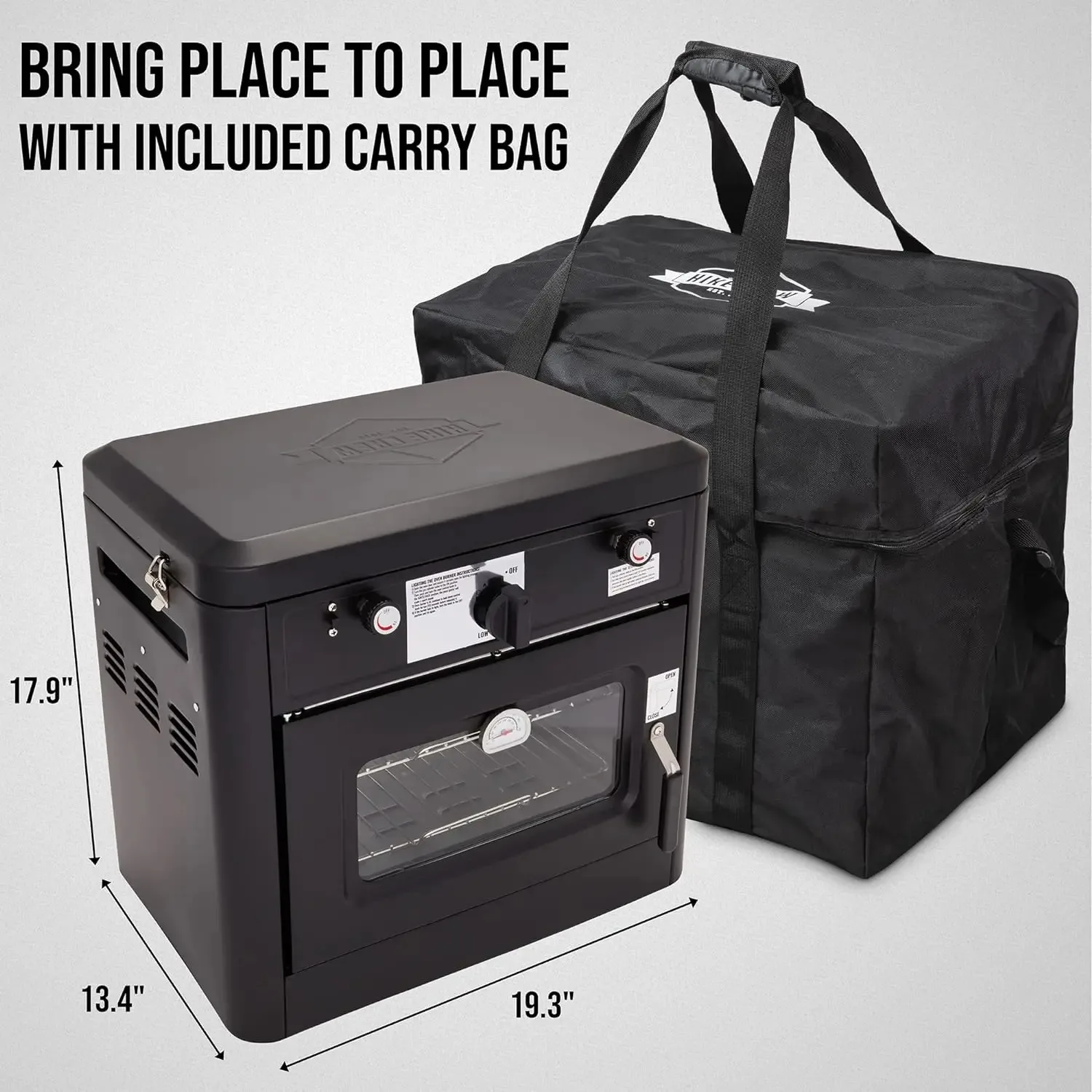 Hike Crew Outdoor Gas Camping Oven with Carry Bag, Portable Propane-Powered 2-Burner Stove, Auto Ignition