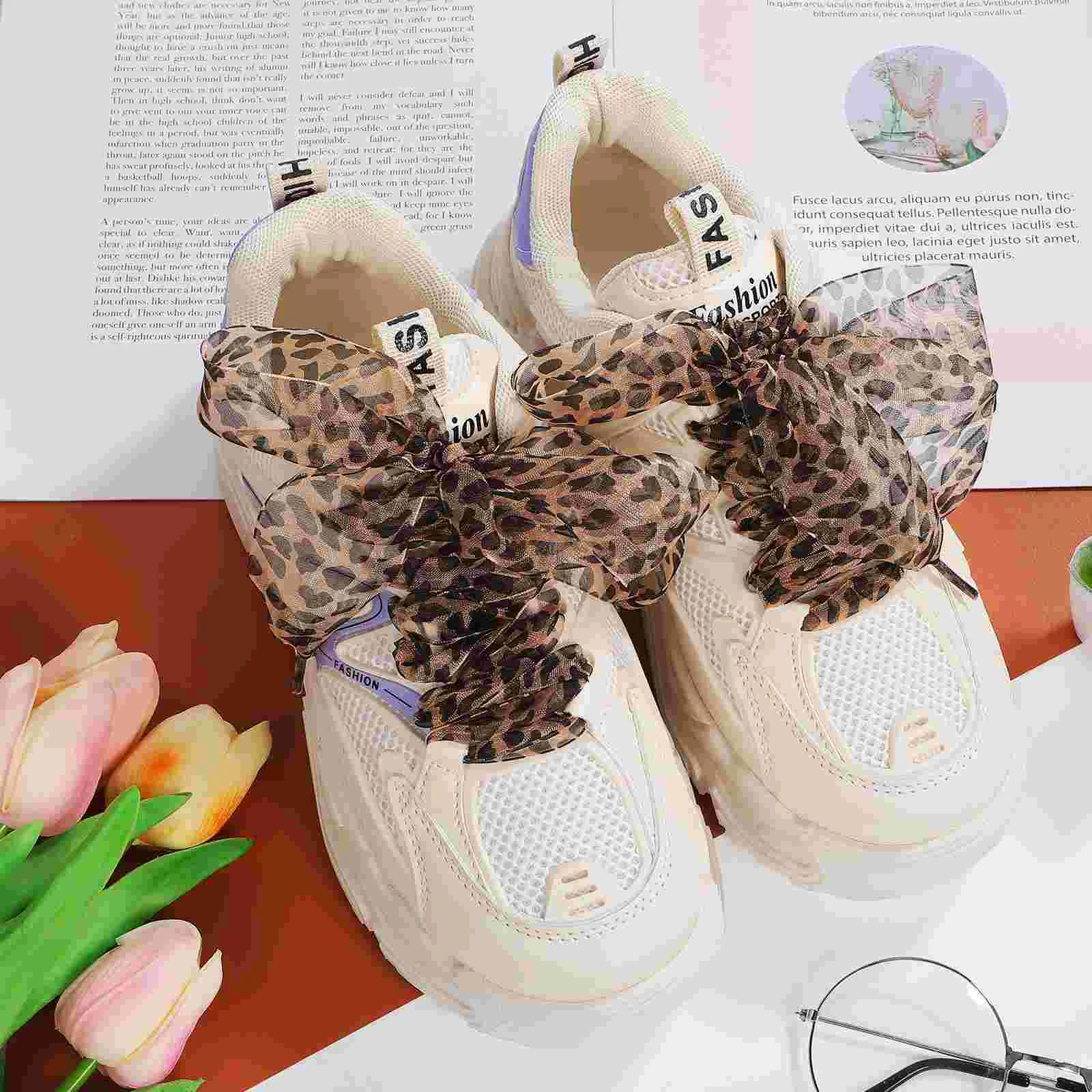 Leopard Lace Shoelaces 2pcs for Boot Flat Strap Replacement
