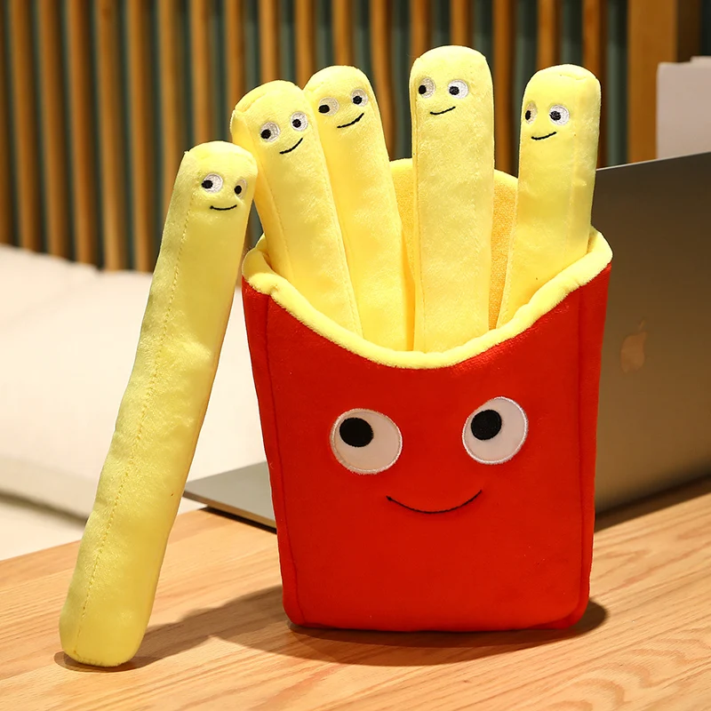 Red Potato Chips Bag French Fry Fries 5 Sticks Plush Toy Stuffed Pizza Hamburger Cartoon Plushie Peluche Food Pillow Decor Gift 3