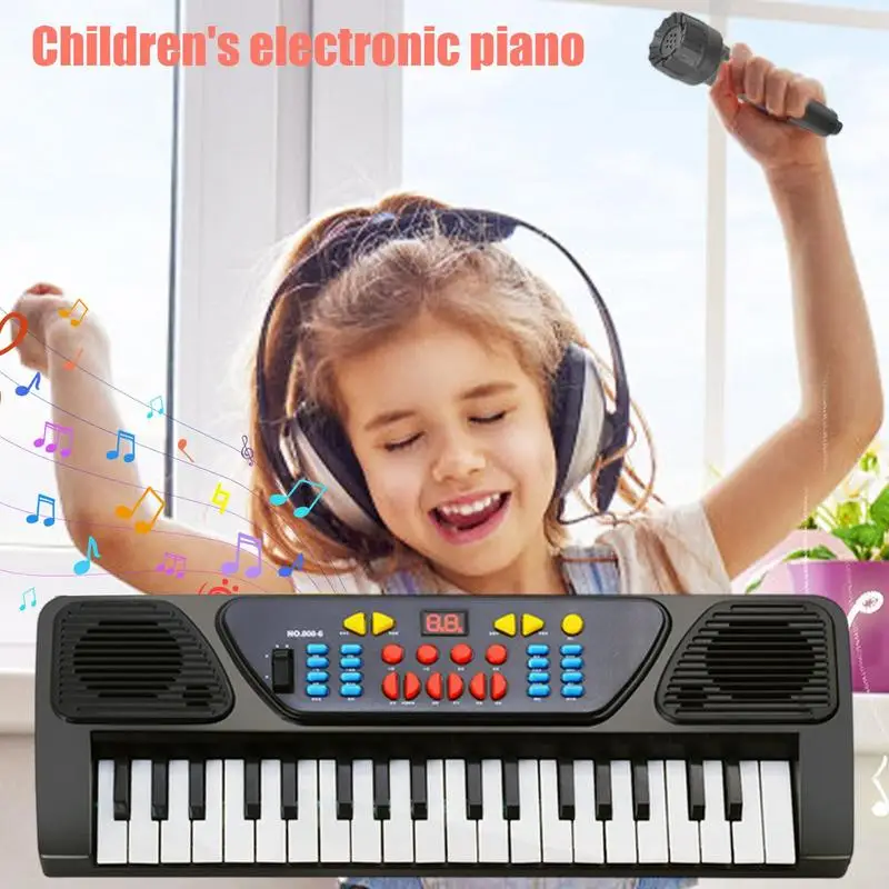 Kids Piano Keyboard 37 Keys Desktop Electronic Piano Portable Electronic For Beginners With Microphone