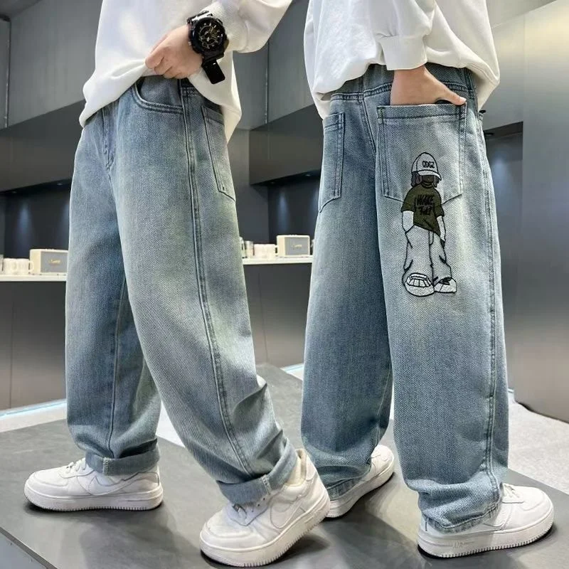 2025 Spring Autumn Fashion Boys Denim Pants Children Trousers Casual Kids Jeans Pants for 4-14 Years Teenager Boys Clothing 5