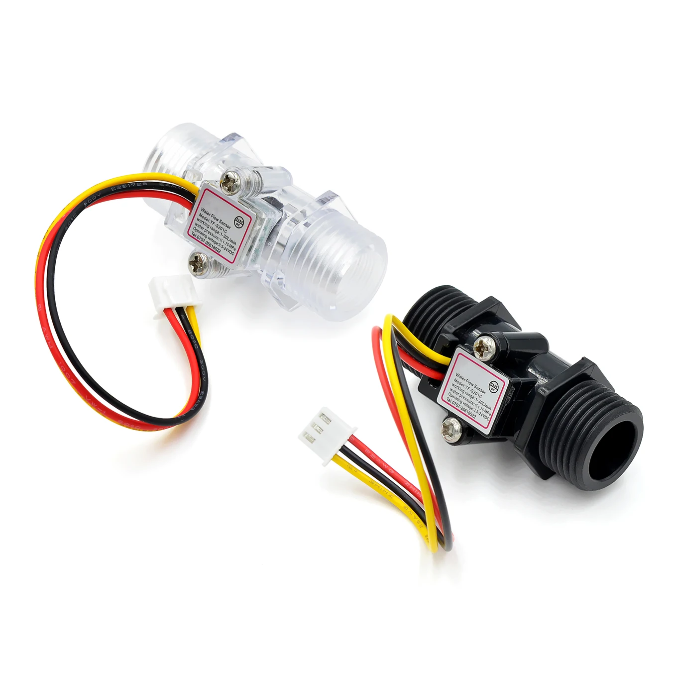 Transparent Black Flow Meter YF-201C Water Sensor Turbine 4 Points |