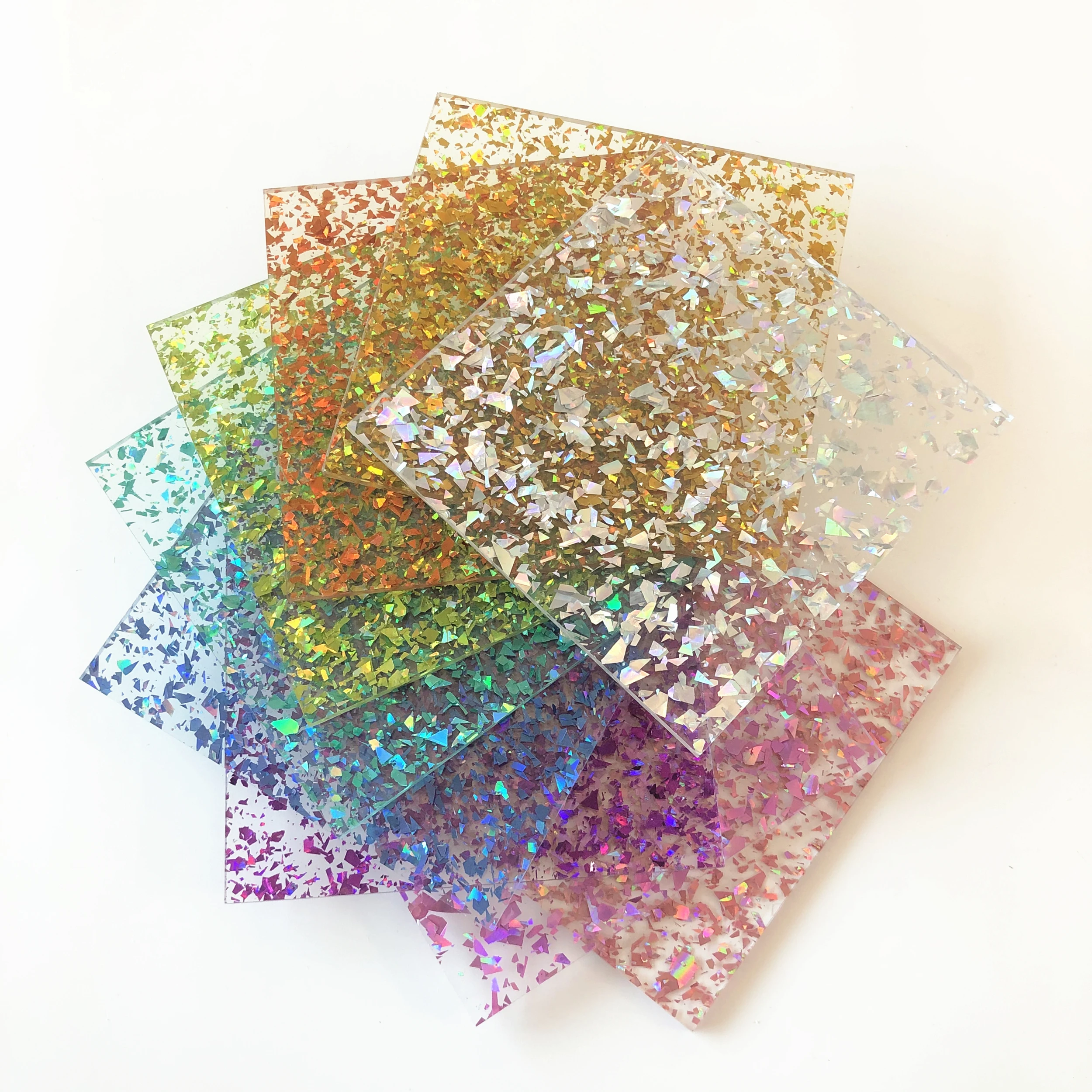 3MM Thickness 2PCS Double-sided Irregular Glitter Crystal Sequins Acrylic  Sheet/Plexiglass/PMMA For DIY Crafts/