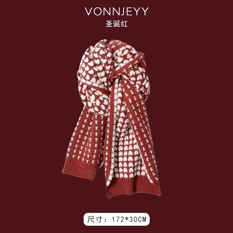 Écharpe D'hiver Femme Rouge Noël - 160x22 Cm, Tissu Doux Type Cachemire, Cadeau Fête