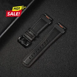 Premium Leather Watch Band with QuickFit Clasp - 22mm/26mm Strap Bracelet - 22mm Width (Black)