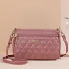 Embroidery Messenger Bags Women Leather Handbags - small pink