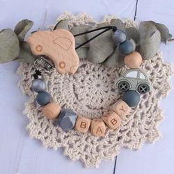 Mordedor personalizado con nombre de letras para bebé, cadena de chupete, Clips, colgante para bebé, correa para masticar, soporte para pezón, juguetes de regalo