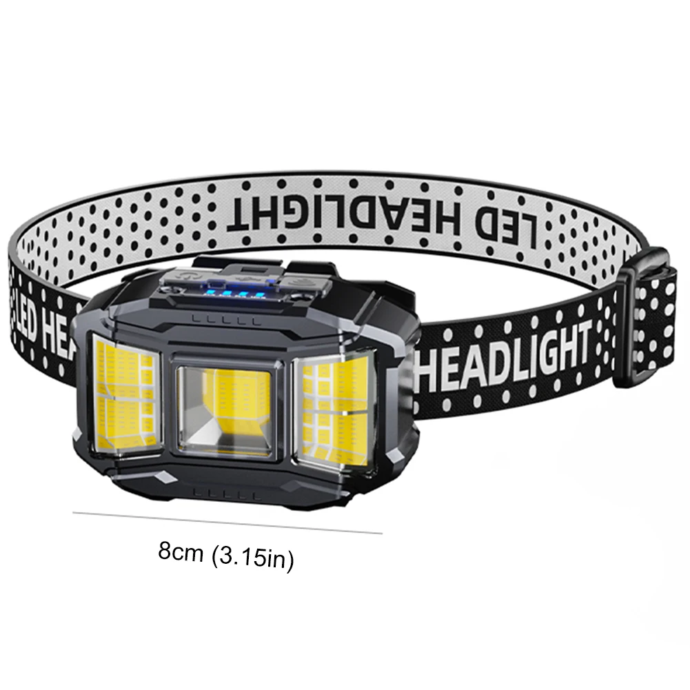 COB LED Head Mounted Flashlight USB Charging Induction Headlamp Power Display Powerful Headlight Torch for Outdoor Night Fishing