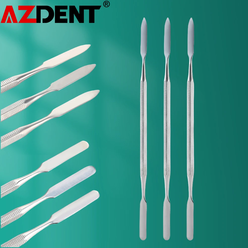 AZDENT-ESPÁTULA de mezcla de acero inoxidable, 3 piezas, herramienta de Color, palo de mezcla Dental