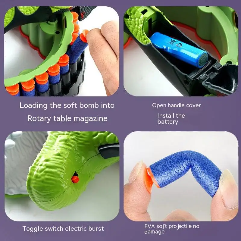 Children\'s Toy Gun Dinosaur Pistol Parent-child Interaction Simple Toy Electric Multiple Shot Soft Bullet Soft Bullet Gun Gifts