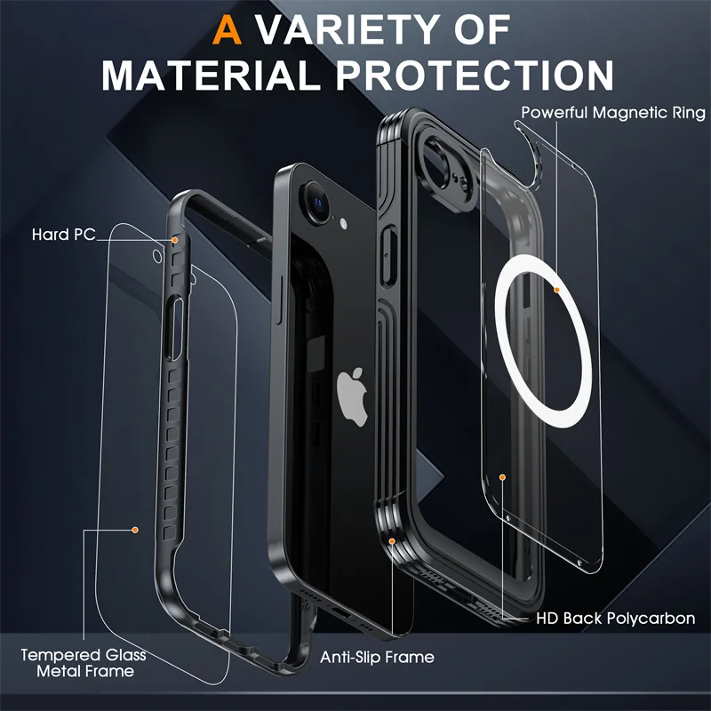 Custodia Magnetica a Protezione Totale per iPhone 17e 16e con Protezione Schermo e Funzione Magsafe Antiurto - immagine 6