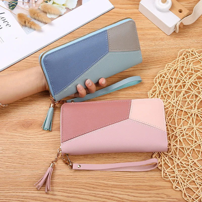 Zipper Wallets Womens Long Purses Handbags Coin Purse Cards Holder PU Leather Billfold