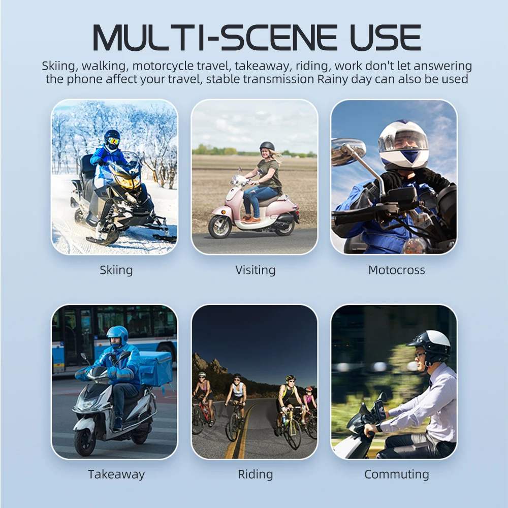 Kebidumei YP10 Bluetooth Motorcycle Helmet Intercom 300M Wireless Intercomunicador 2000Mah Moto Walkie Talkie With Soft Hard Mic 6