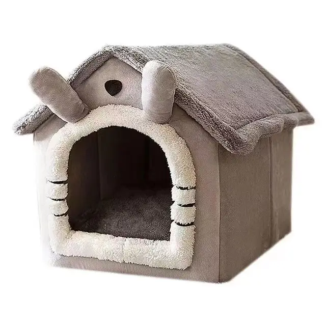 All Season Dog House Style Bed - Removable Washable Pet Bed for Small Dogs Teddy Winter Warm Cat Dog House 6