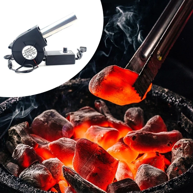 BBQ Air Blower Portable BBQ Fan Air Blower Handheld Barbecue Fan US/EU Plug 5