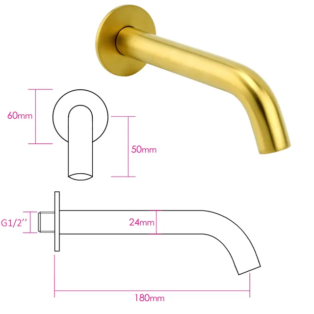 KYLINS อ่างล้างหน้าก๊อกน้ําห้องน้ํา Mixer แตะติดผนัง Progressive ร้อนเย็น Matt Black Brushed Gold ปืนโลหะสีเทา 3