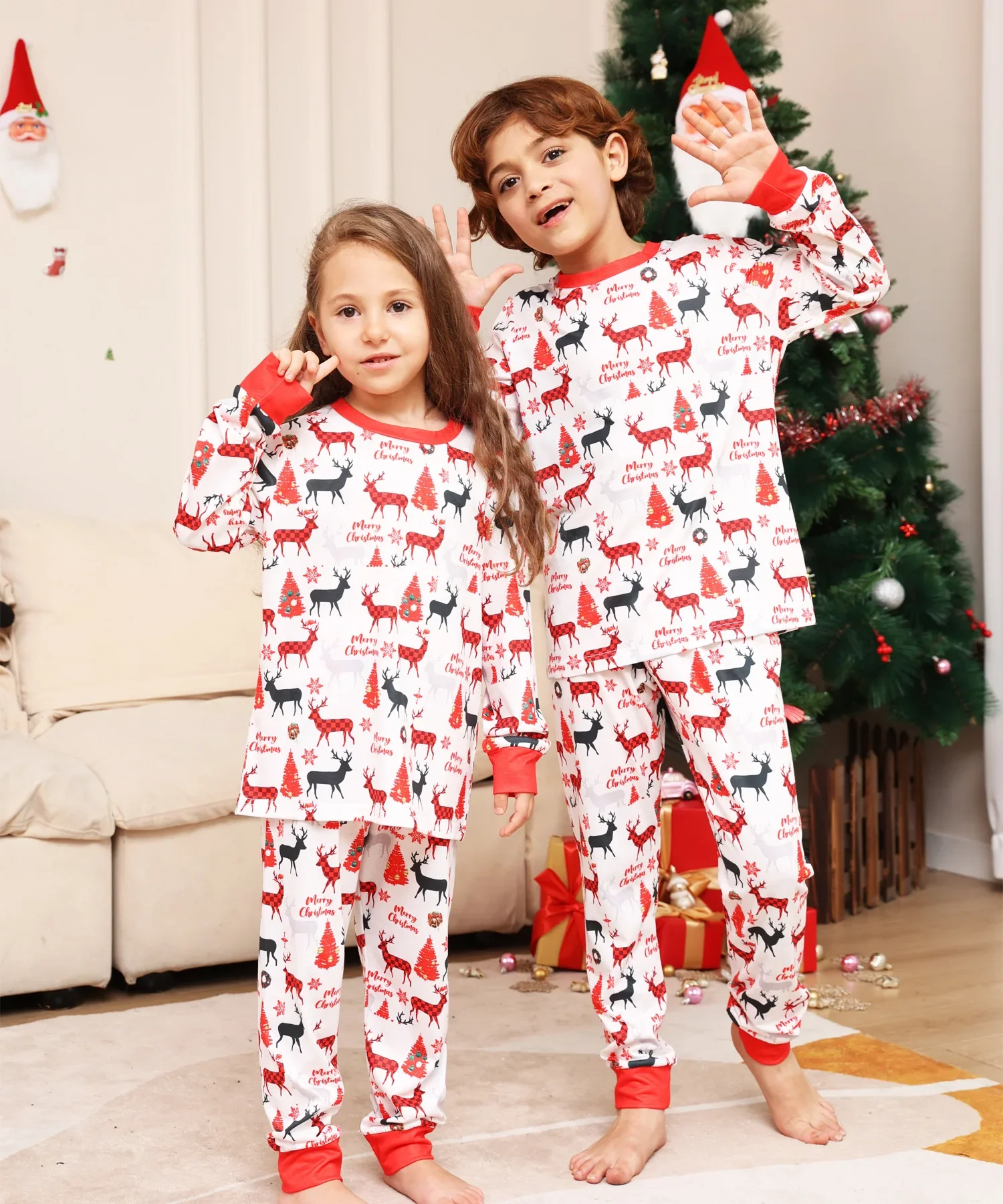 thumbnail image 5 of Regalo de Navidad Nuevo 2024 Conjunto de pijama navideño de 2 piezas con estampado integral para padres e hijos, ropa de dormir, pijamas de aspecto familiar, 5 of 5