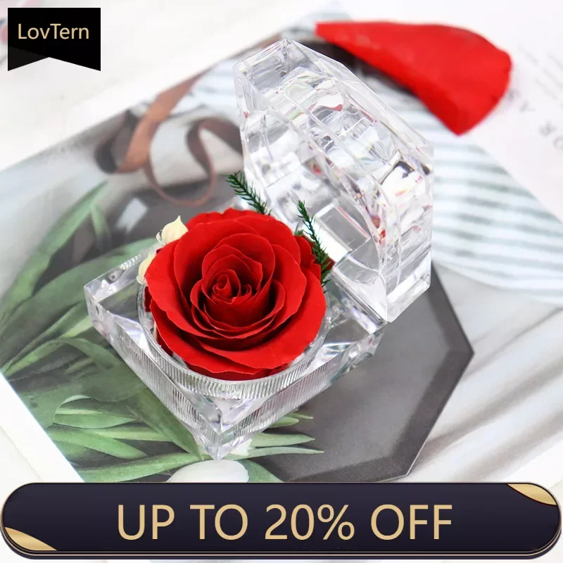 

Акриловые Подарочные Кольца LovTernImmortal Flower FinishedRose, коробка для подарка подруге или жене на День святого Валентина, День благодарения, подарок на день рождения