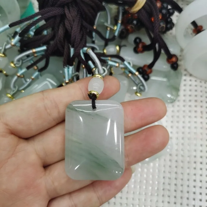 Ping Een Wu Shi Merk Jade Hanger, Puur Natuurlijke Drijvende Bloem, Tianshan Cui Ping Een Merk Hanger