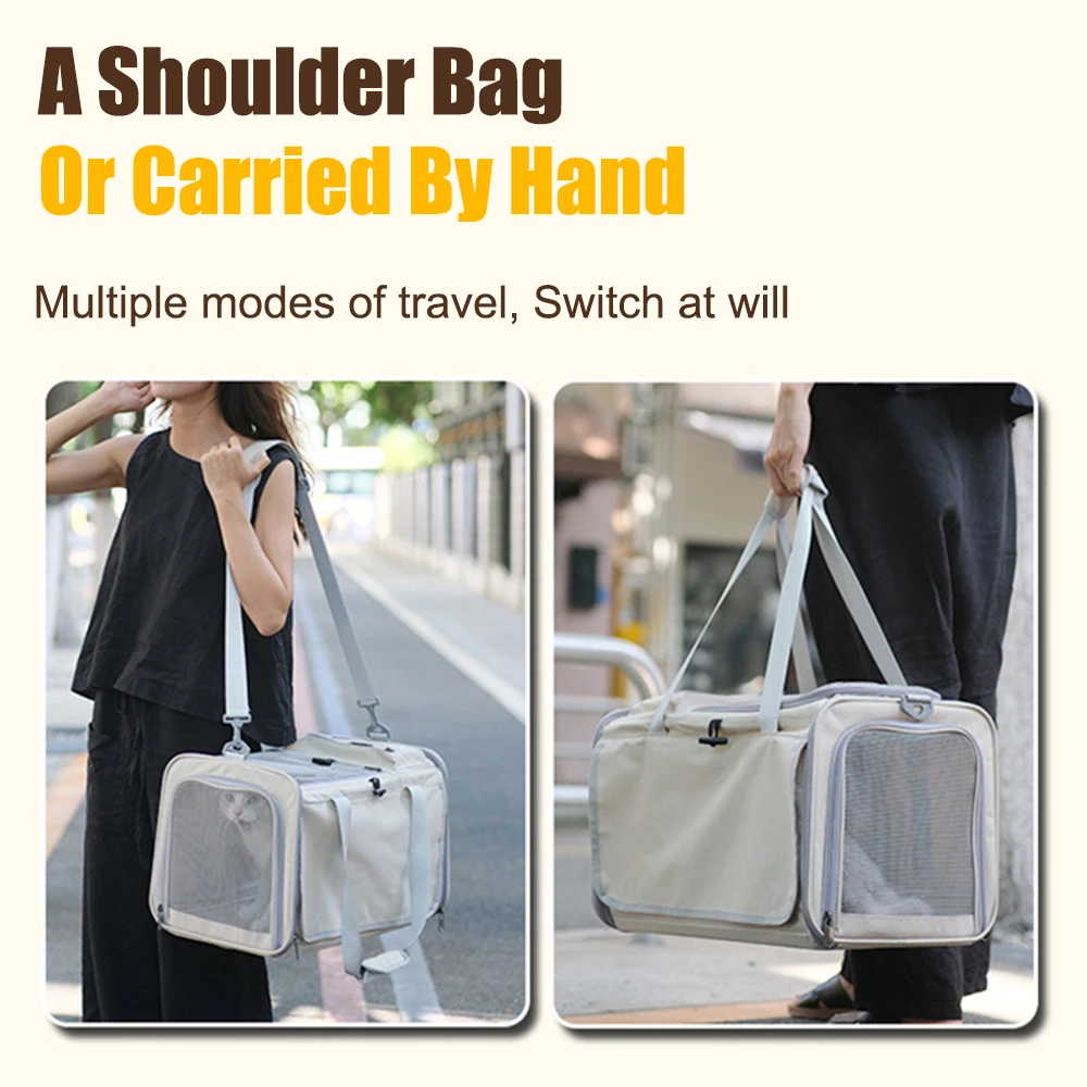 Cat Carrier Bag Portable Foldable Pet Carrier for Small Cats and Dogs with Large Opening Breathable Hands-Free Bag for Travel